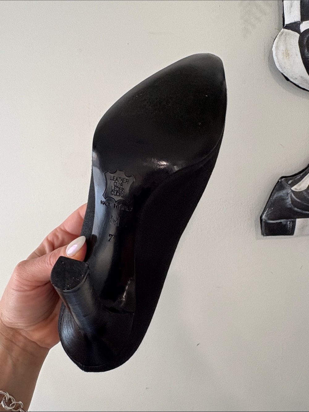 Saint Laurent Black Textile Fabric (Linen) Pointed Pump with Mid Heel - Picture 4 of 6